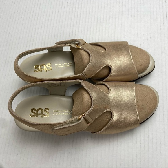 NEW SAS Suntimer Leather Heeled Sandal-Narrow Size 8N in‎ Lusso (Gold) Comfort - Picture 13 of 16